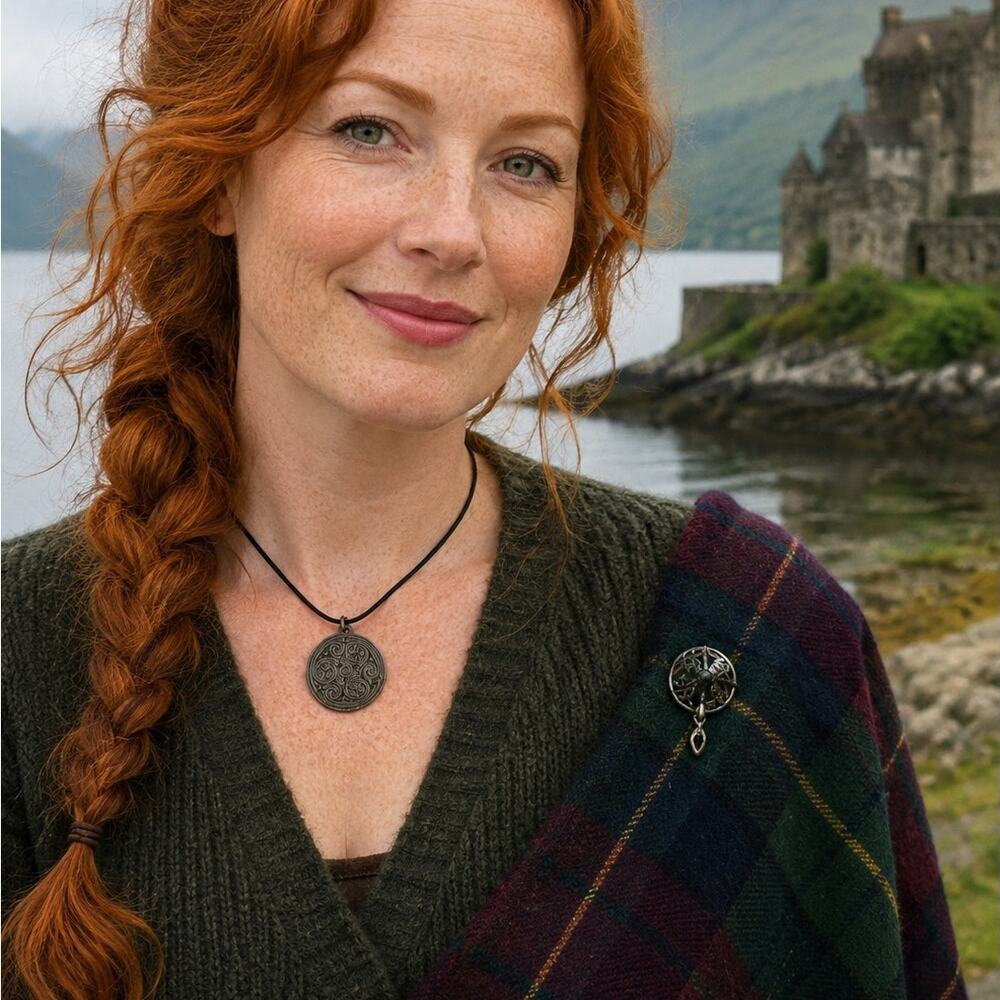 Vintage Celtic Spiral Medallion Pendant Necklace